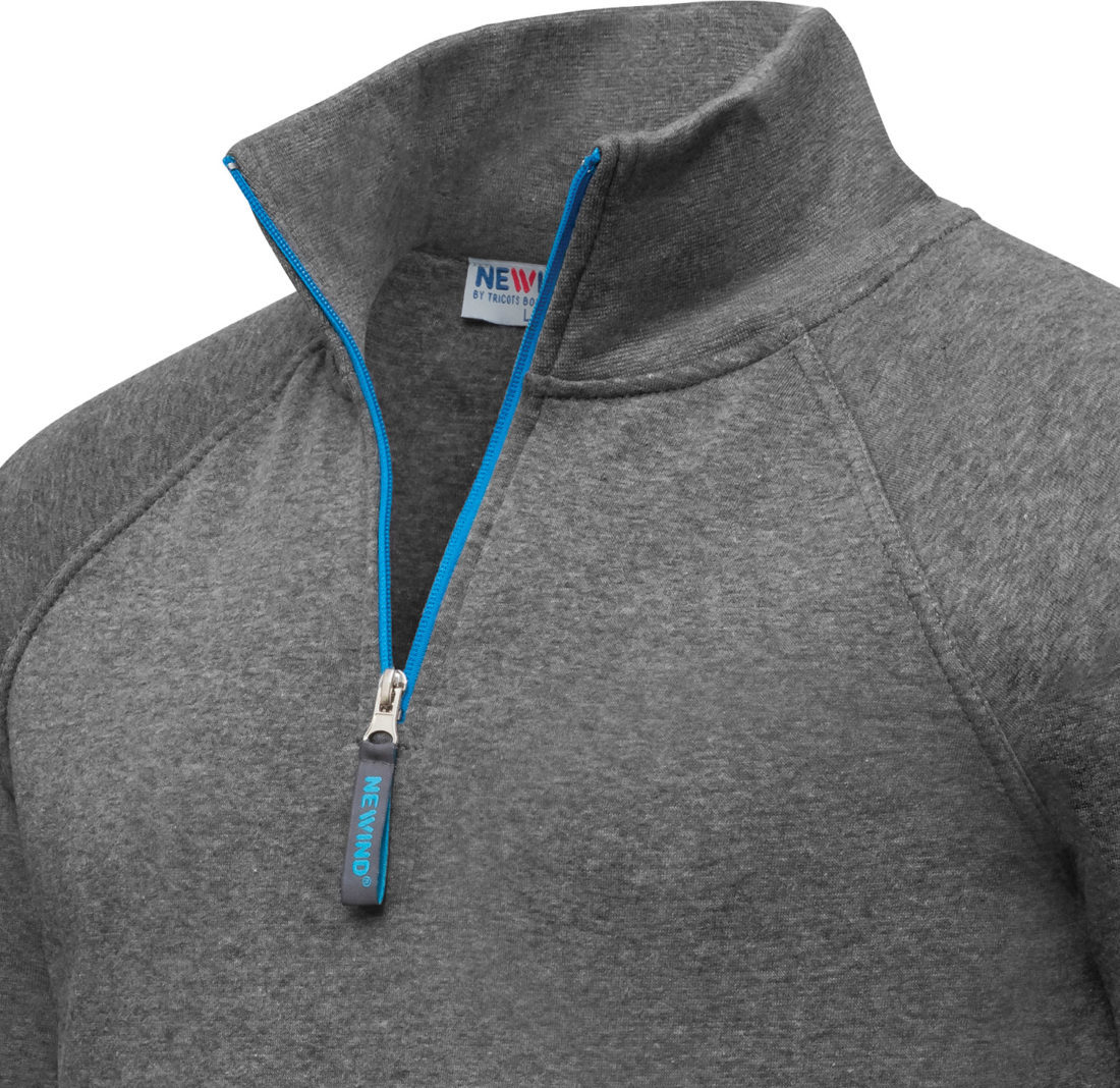 Gris chiné zip bleu